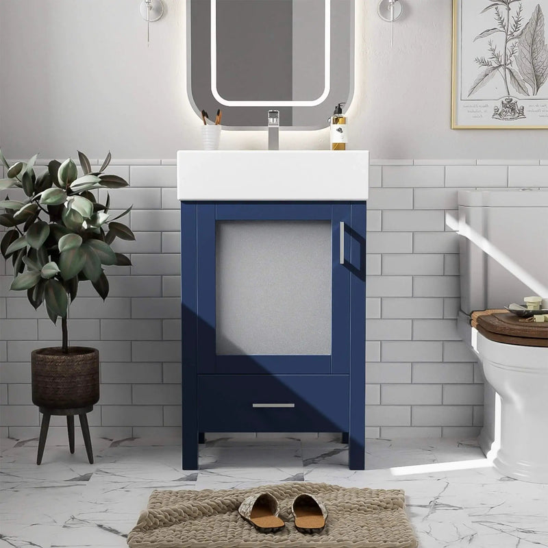 Nuvia 20-Inch Modern Bathroom Vanity With Ceramic Sink And Storage Cabinet (SAK83047) by SAKSBY WHOLESALE