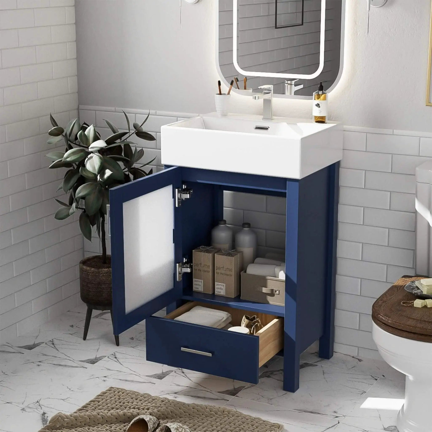 20-Inch Modern Bathroom Vanity With Ceramic Sink And Storage Cabinet (SAK83047) by SAKSBY WHOLESALE