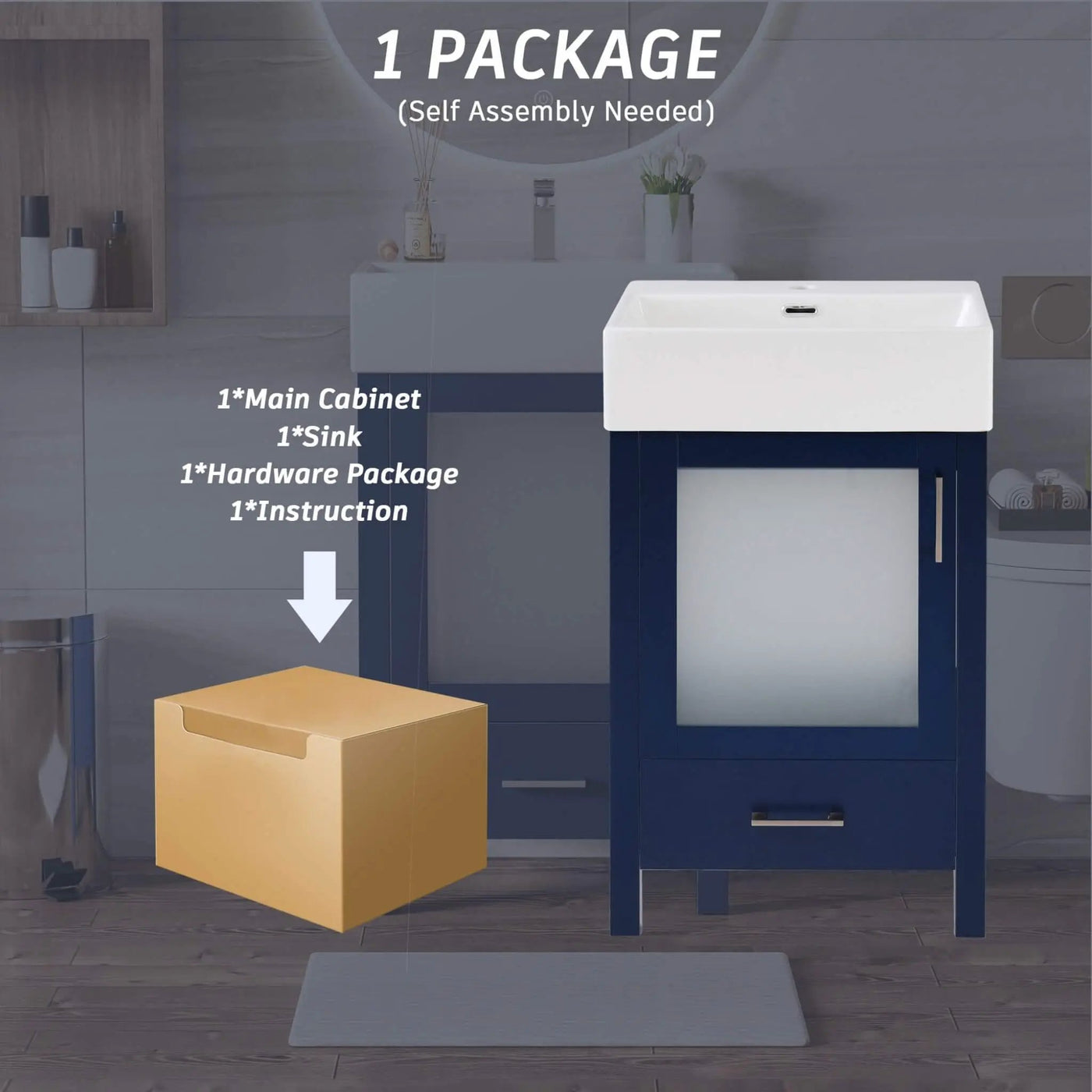 20-Inch Modern Bathroom Vanity With Ceramic Sink And Storage Cabinet (SAK83047) by SAKSBY WHOLESALE