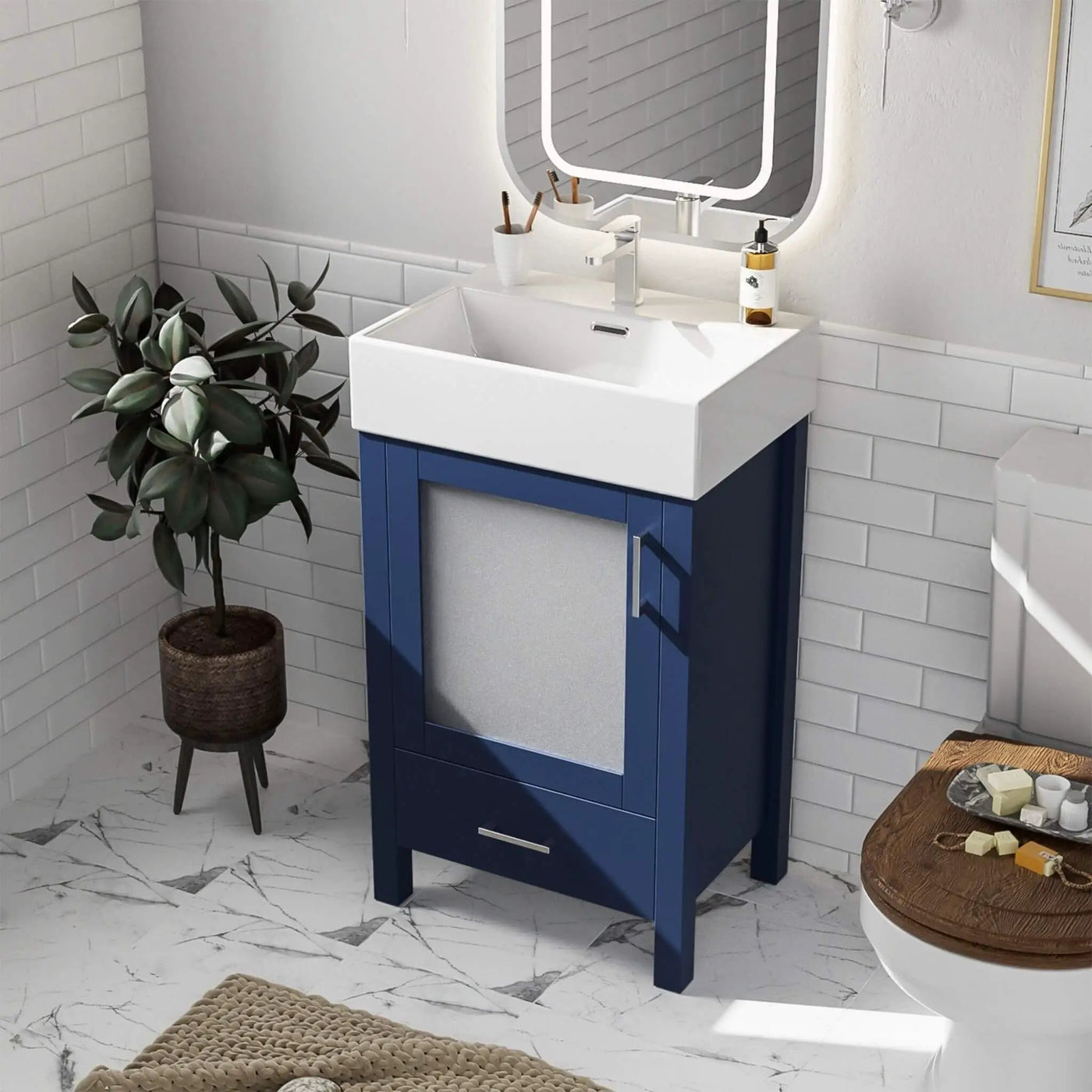 20-Inch Modern Bathroom Vanity With Ceramic Sink And Storage Cabinet (SAK83047) by SAKSBY WHOLESALE