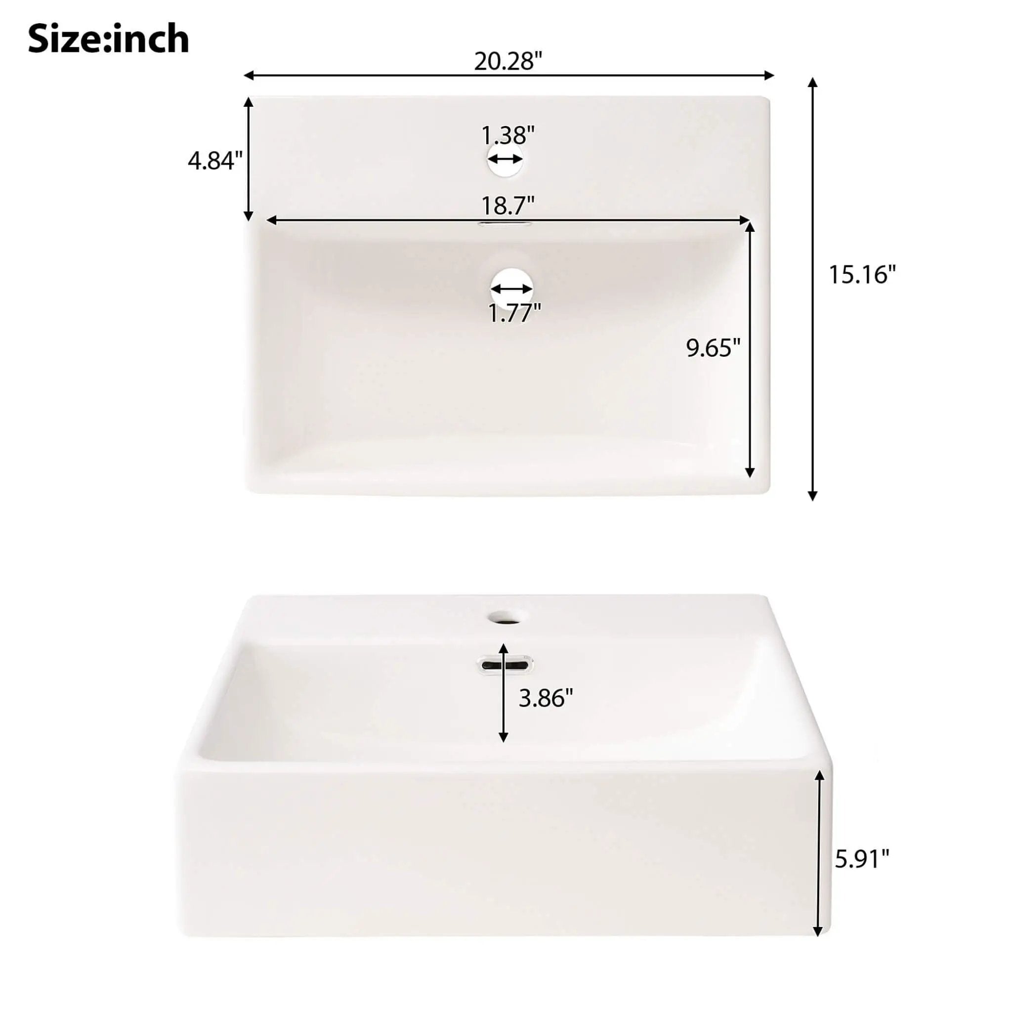 Nuvia 20-Inch Modern Bathroom Vanity With Ceramic Sink And Storage Cabinet (SAK83047) by SAKSBY WHOLESALE