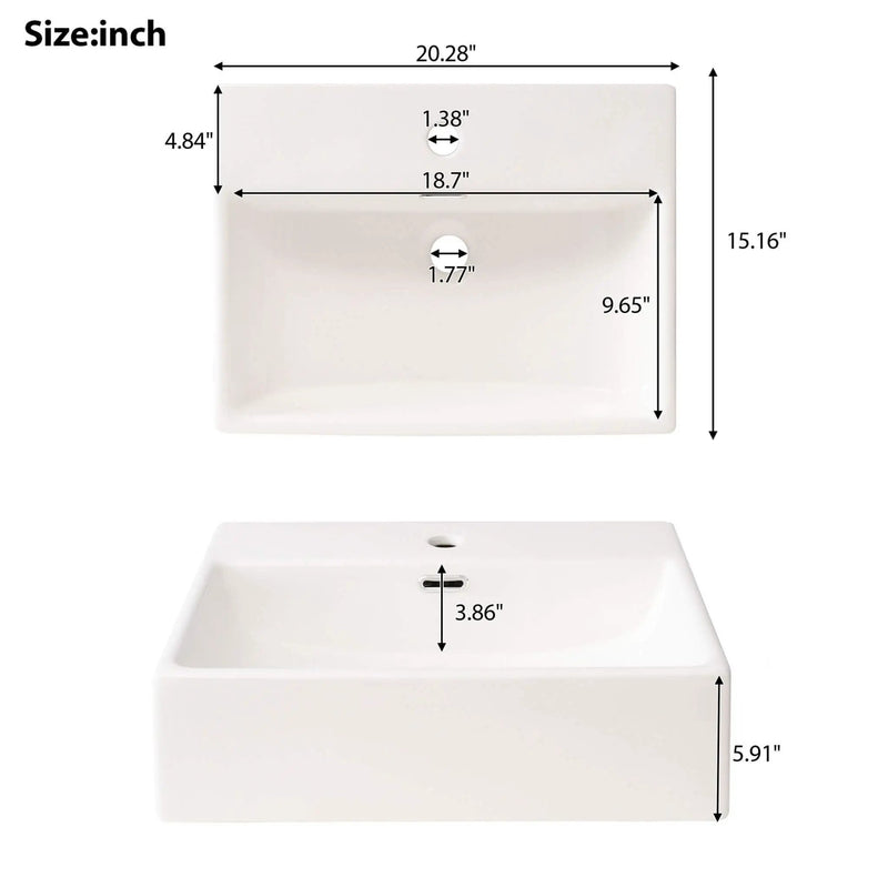 Nuvia 20-Inch Modern Bathroom Vanity With Ceramic Sink And Storage Cabinet (SAK83047) by SAKSBY WHOLESALE