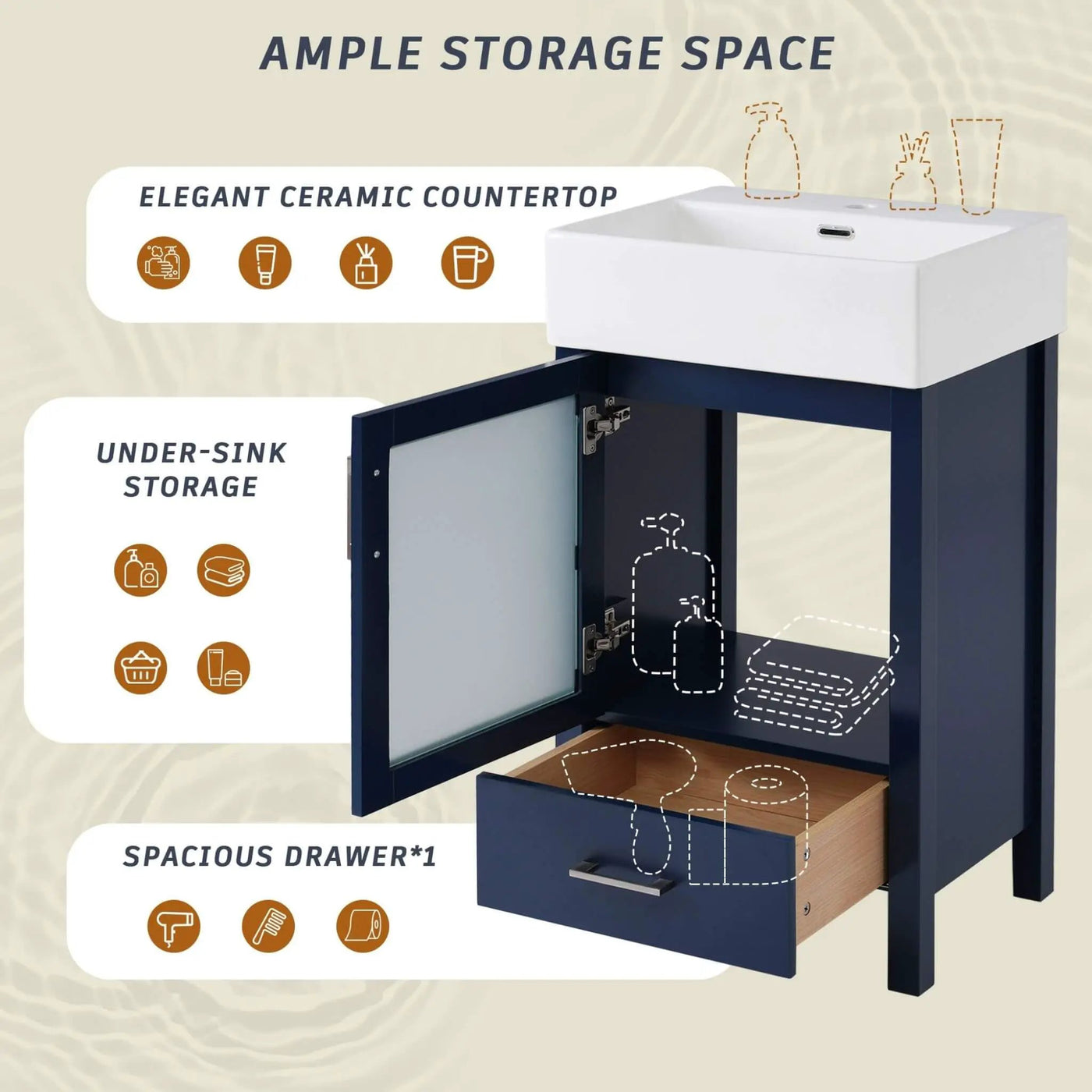 20-Inch Modern Bathroom Vanity With Ceramic Sink And Storage Cabinet (SAK83047) by SAKSBY WHOLESALE
