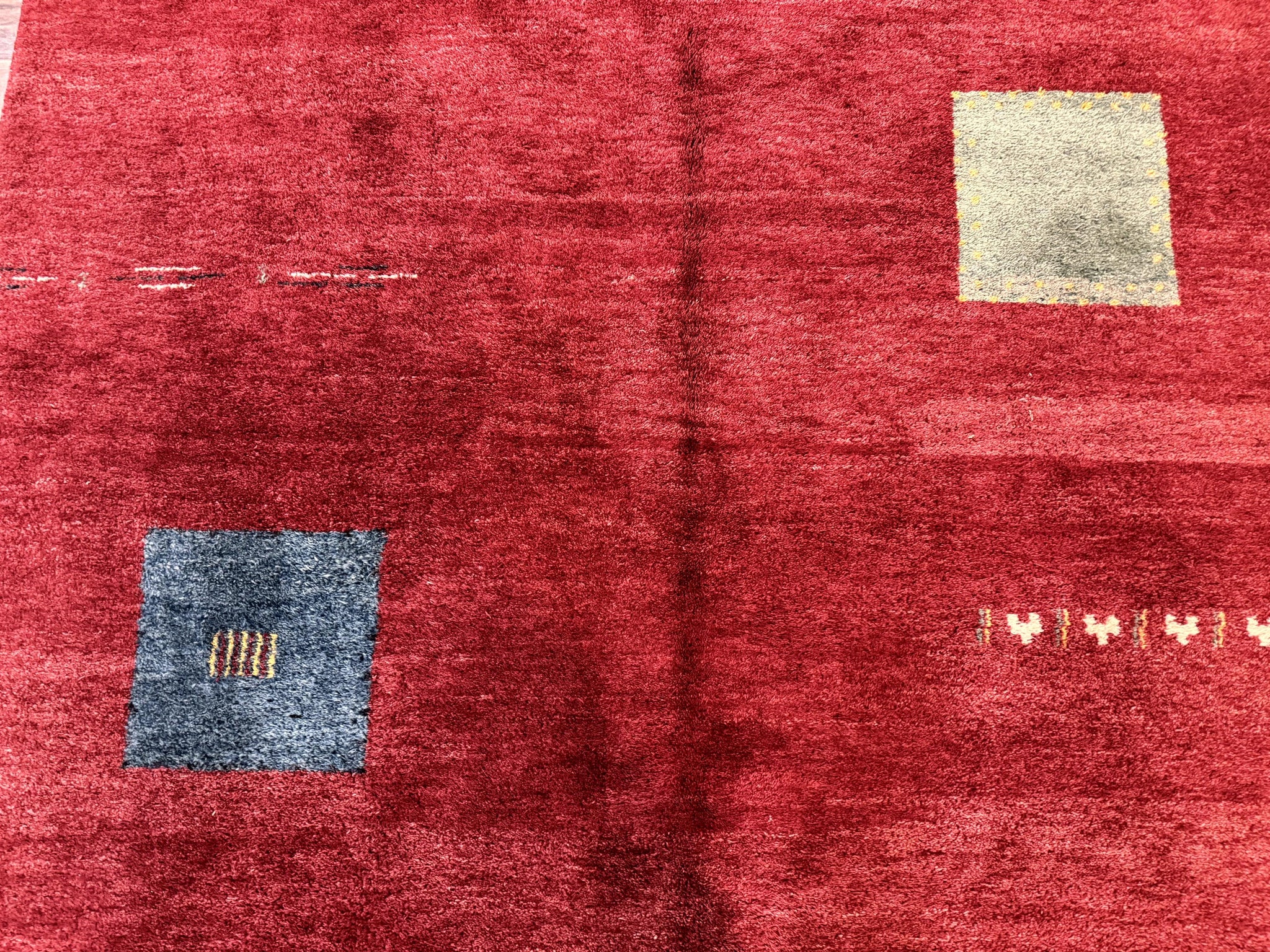 Modern Indo Persian Gabbeh Rug 7x10, Red, Tribal Area Rug by Jewel Rugs