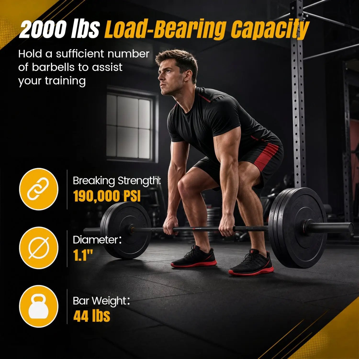7ft Olympic Barbell 2000 lbs Capacity for Weightlifting by DirectDeals