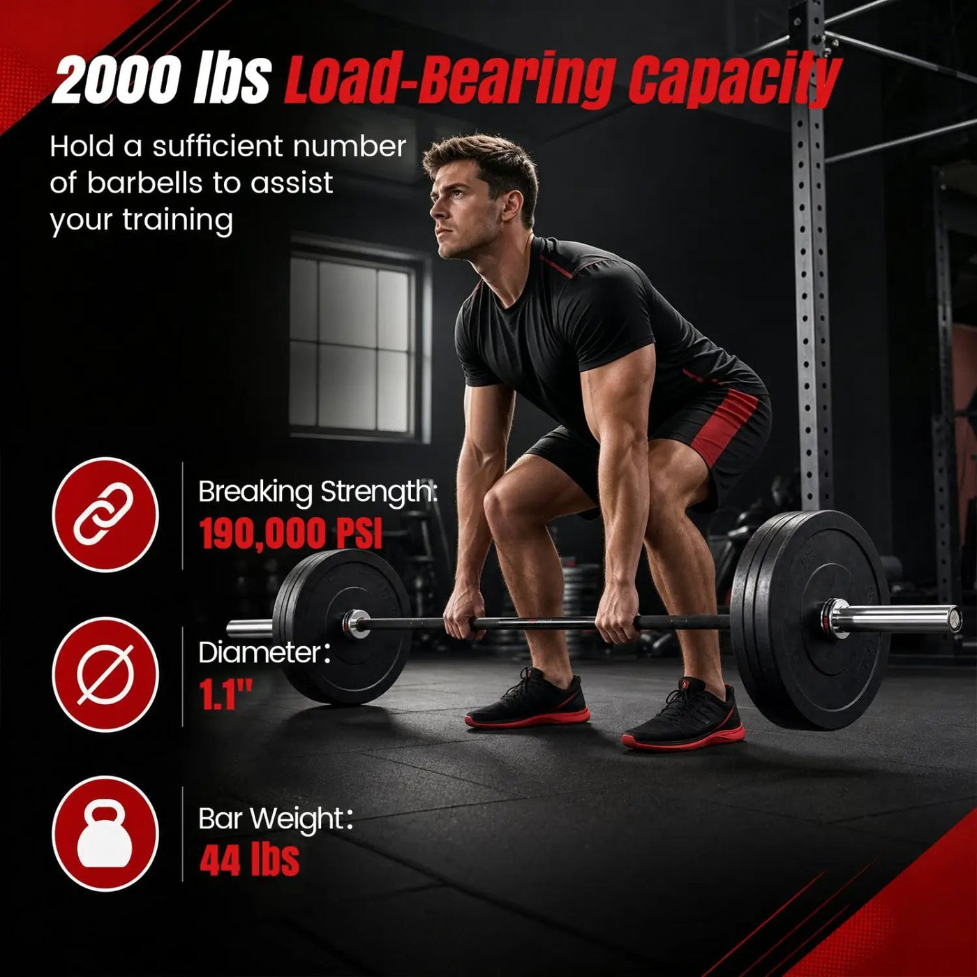 7ft Olympic Barbell 2000 lbs Capacity for Weightlifting by DirectDeals