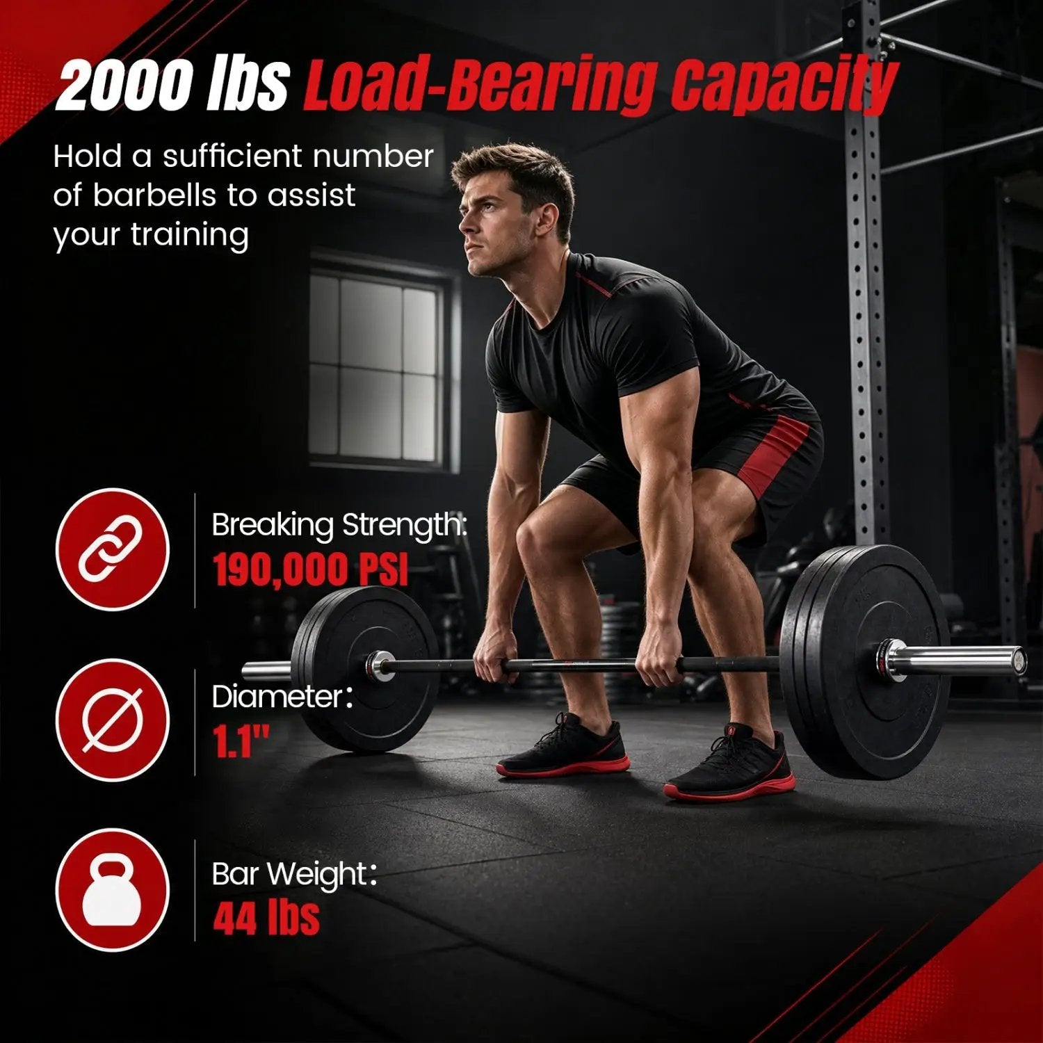 7ft Olympic Barbell 2000 lbs Capacity for Weightlifting by DirectDeals