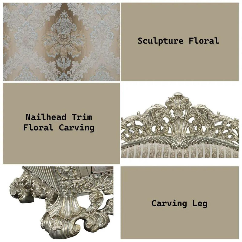 Sorina - Sofa With 7 Pillows - Velvet, Fabric & Antique Gold by Unique Piece Furniture