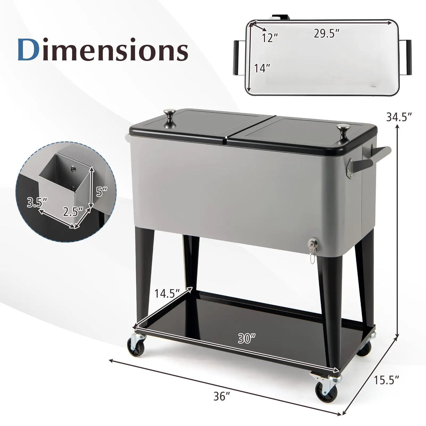 Portable Patio Cooler with Bottom Storage Shelf and Bottle Opener by DirectDeals