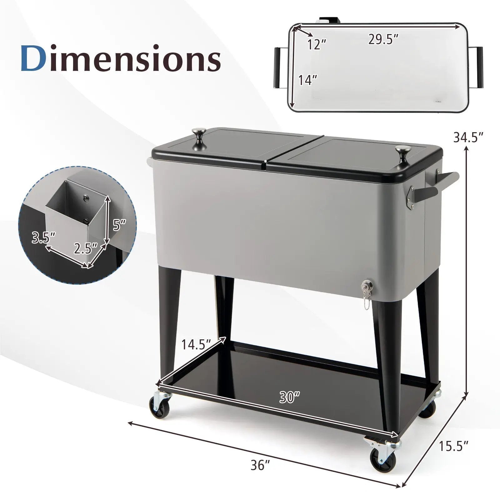 Portable Patio Cooler with Bottom Storage Shelf and Bottle Opener by DirectDeals