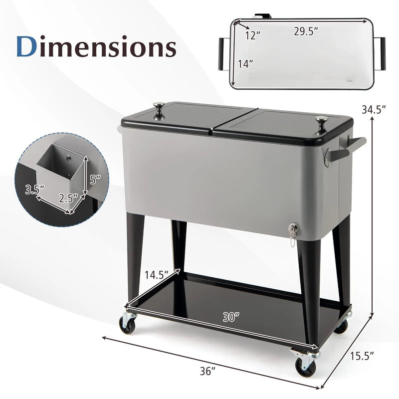 Portable Patio Cooler with Bottom Storage Shelf and Bottle Opener by DirectDeals