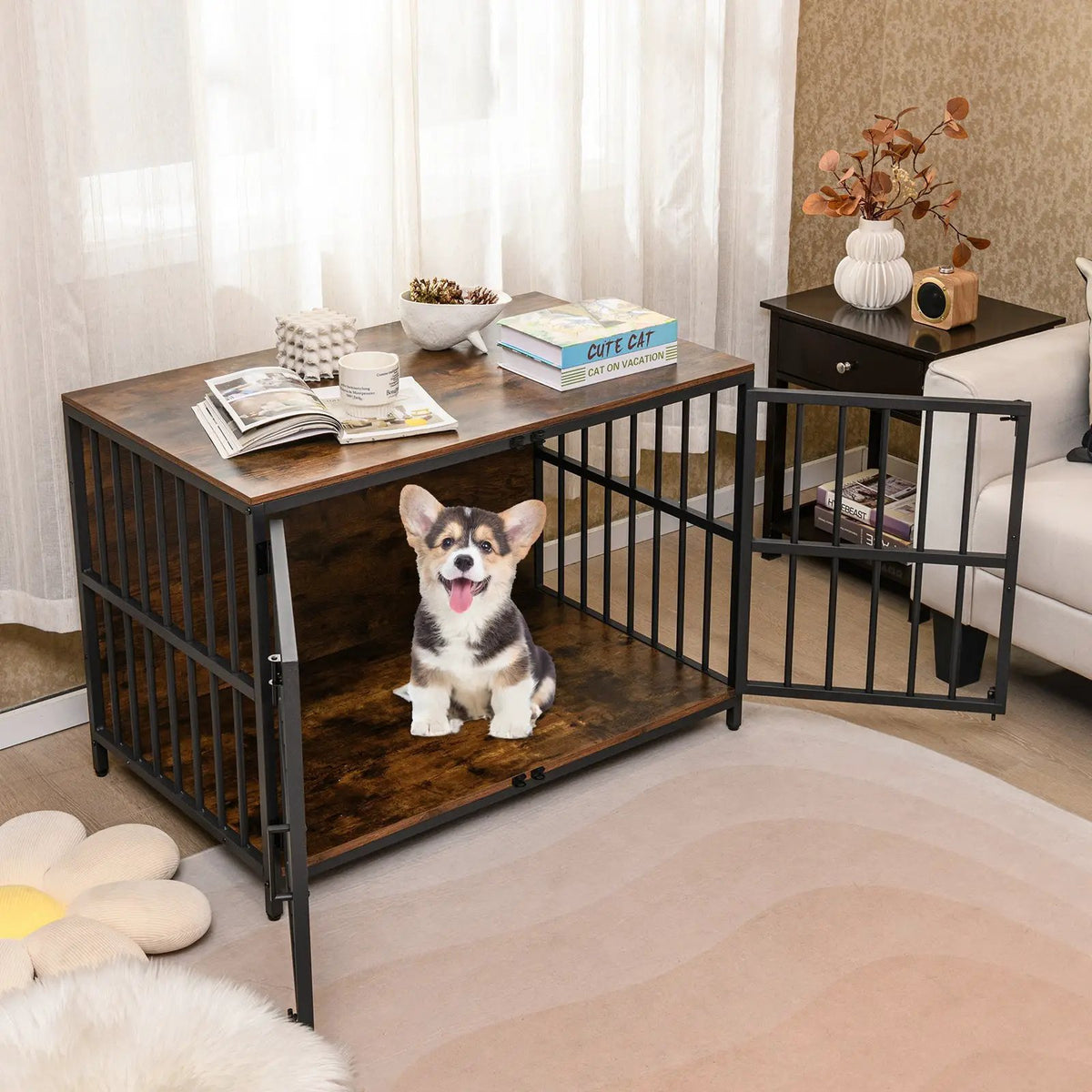 40 Inch Dog Crate Furniture Dog Kennel with Dual Lockable Double Doors, photo 5 of 16