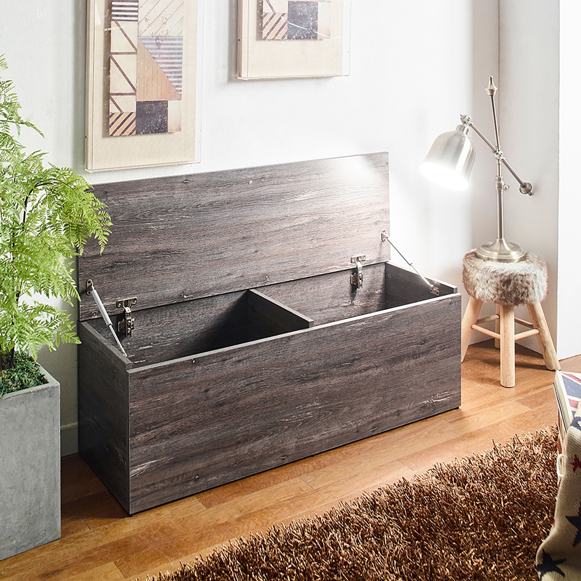 Dean - Storage Bench With Extra Storage - Rustic Gray by HouseOfZazla