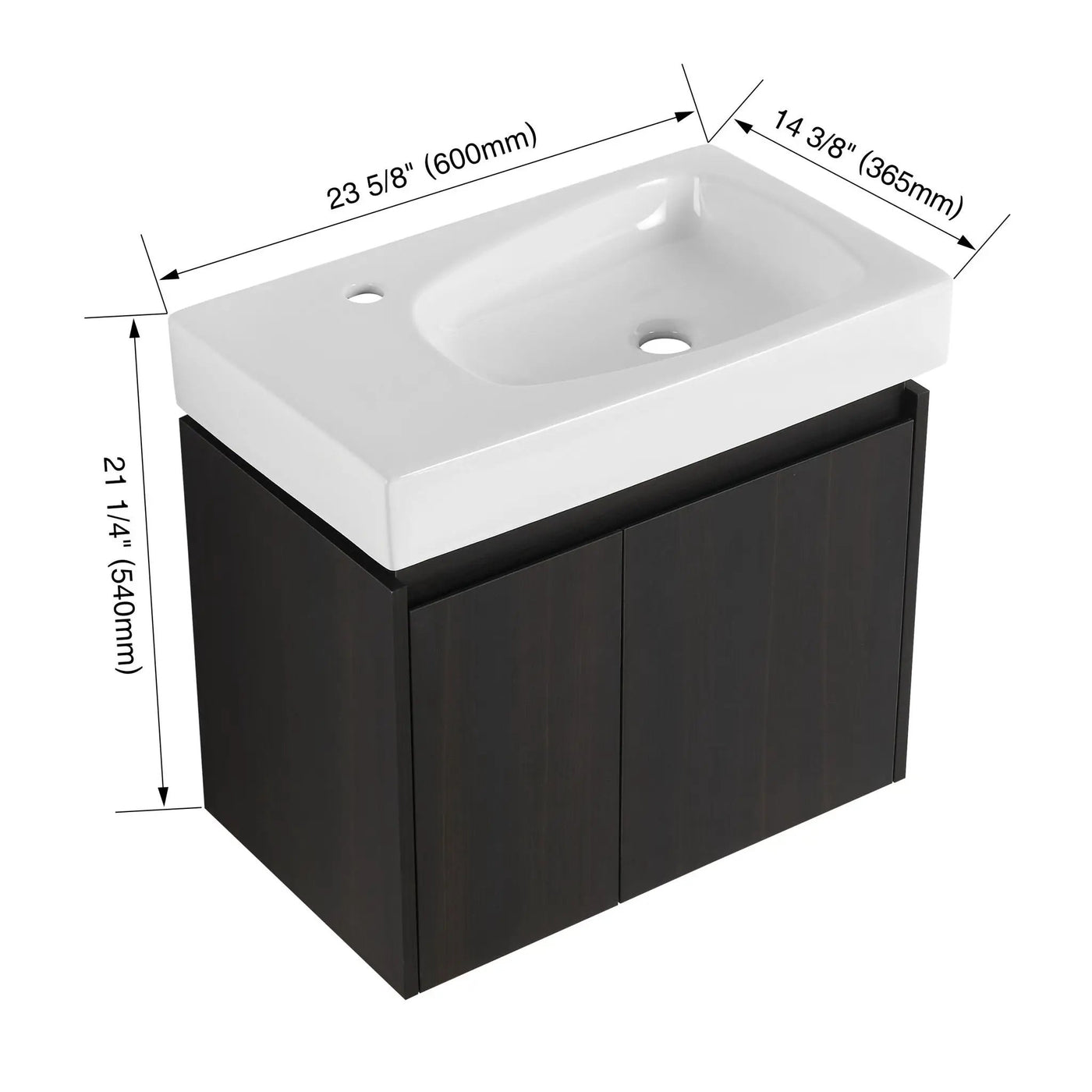 Modern Bathroom Vanity With Ceramic Basin, Wall Mounted Floating Sink Combo, Storage Cabinet by HouseOfZazla