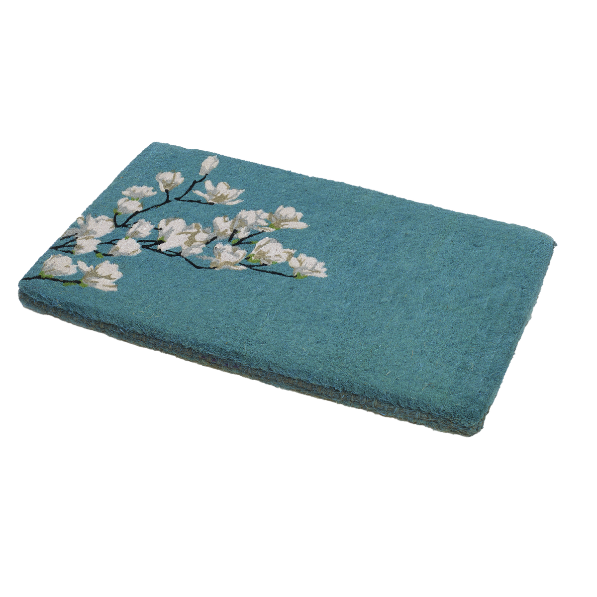 Magnolia Branch - Blue Coir Doormat, photo 3 of 26