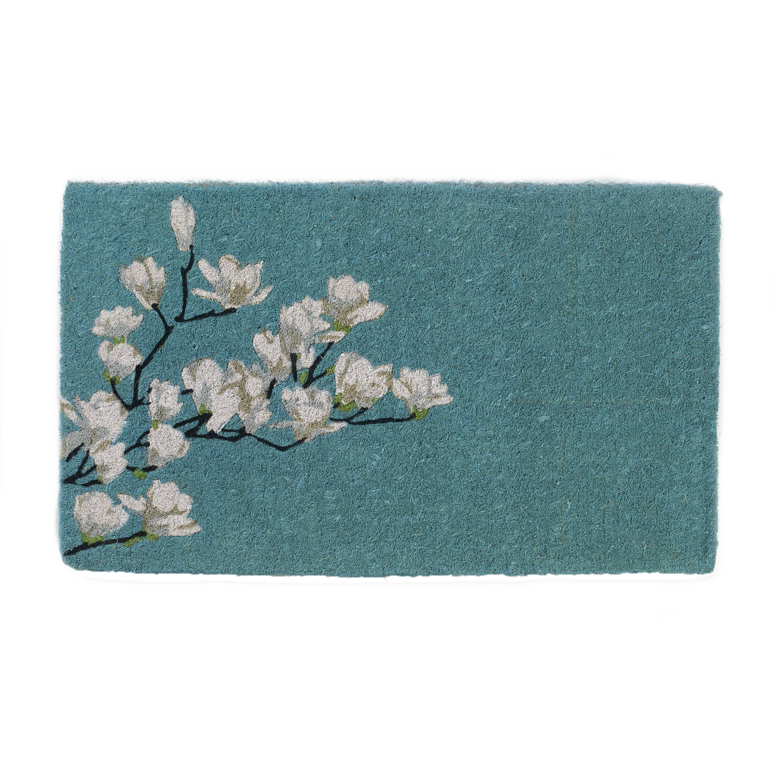 Magnolia Branch - Blue Coir Doormat by Fab Habitat