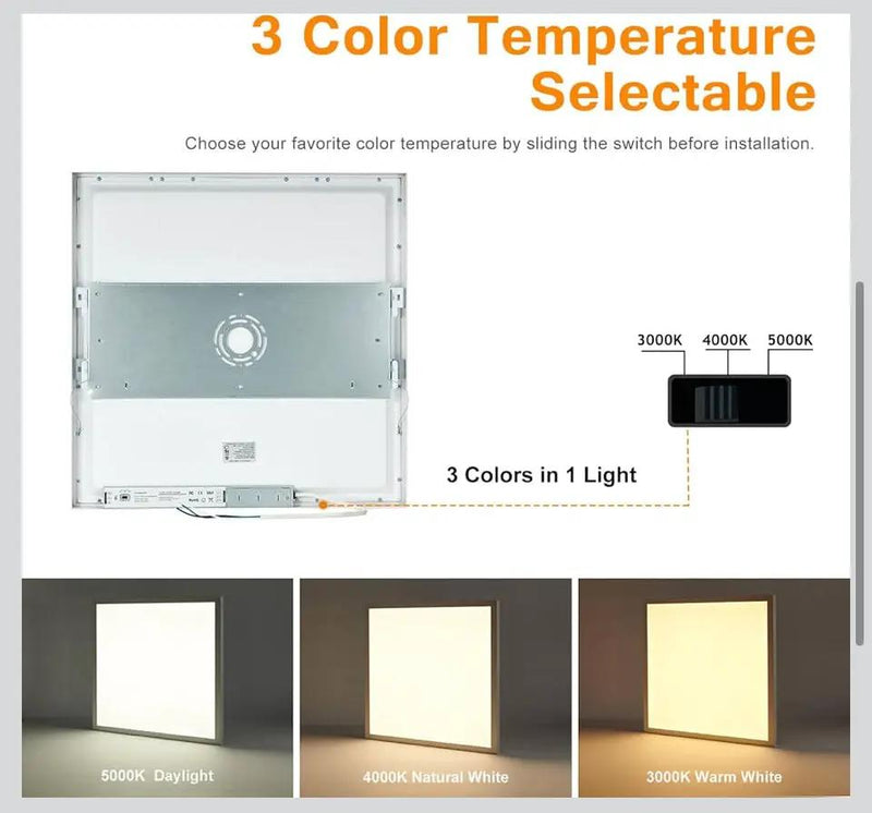 Open Box Mcacggo 2x2 FT Surface Mount LED Panel Light Dimmable & 3 Color Selectable 3000K/4000K/5000K - 40W 24x24 Inch LED Flush Mount Ceiling Light L by Selzalot