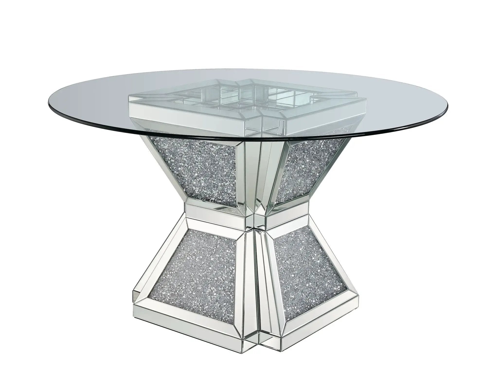 Noralie - 31" Dining Table - Clear Glass, Mirrored & Faux Diamonds by Unique Piece Furniture