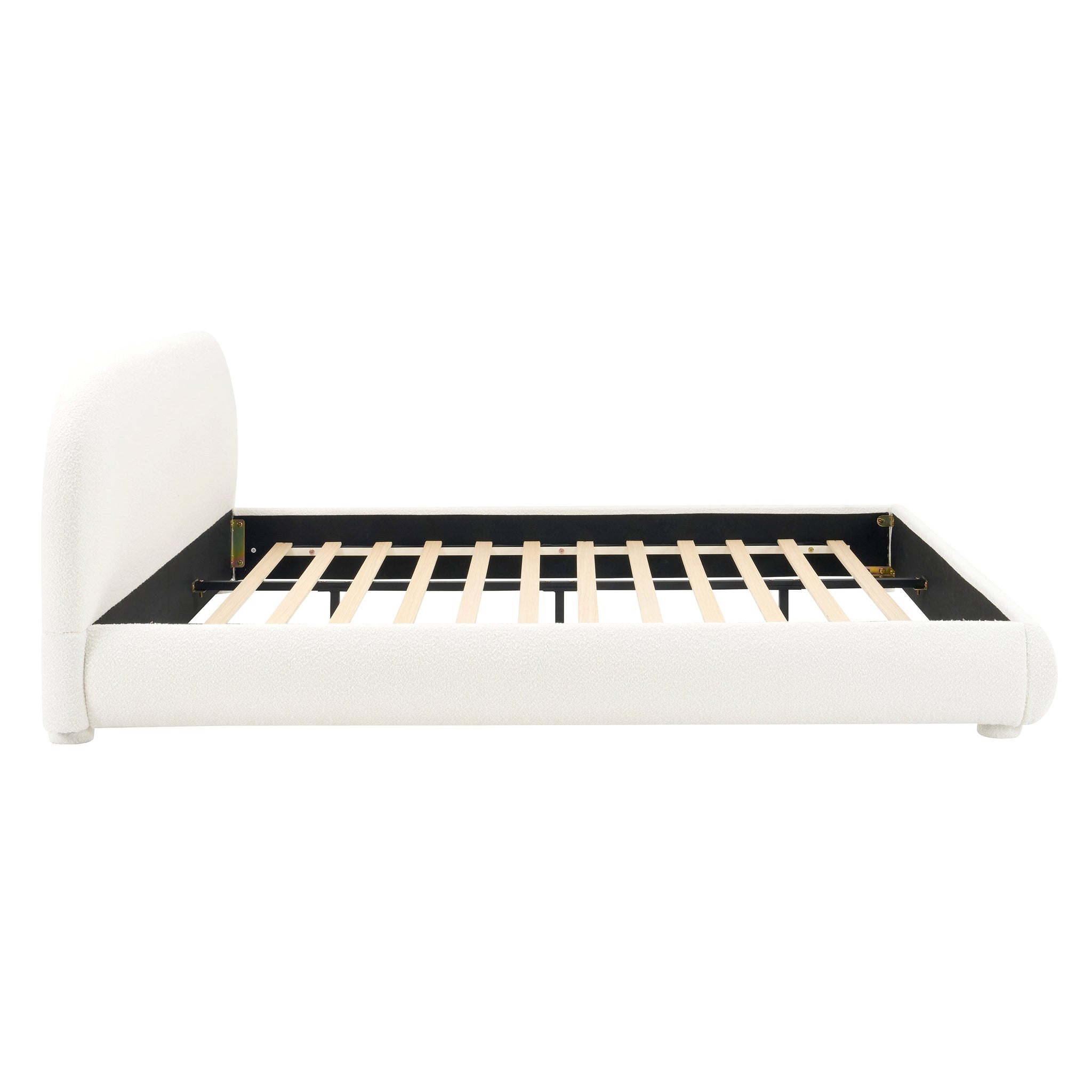 Cream Style Fabric Upholstered Bed, Simple Modern Bedroom King by HouseOfZazla