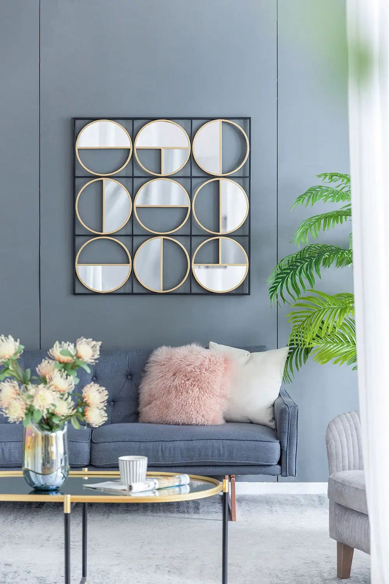 Eclectic Styling Metal Beaded Wall Mirror With Contemporary Design For Bedroom, Liveroom & Entryway by Unique Piece Furniture