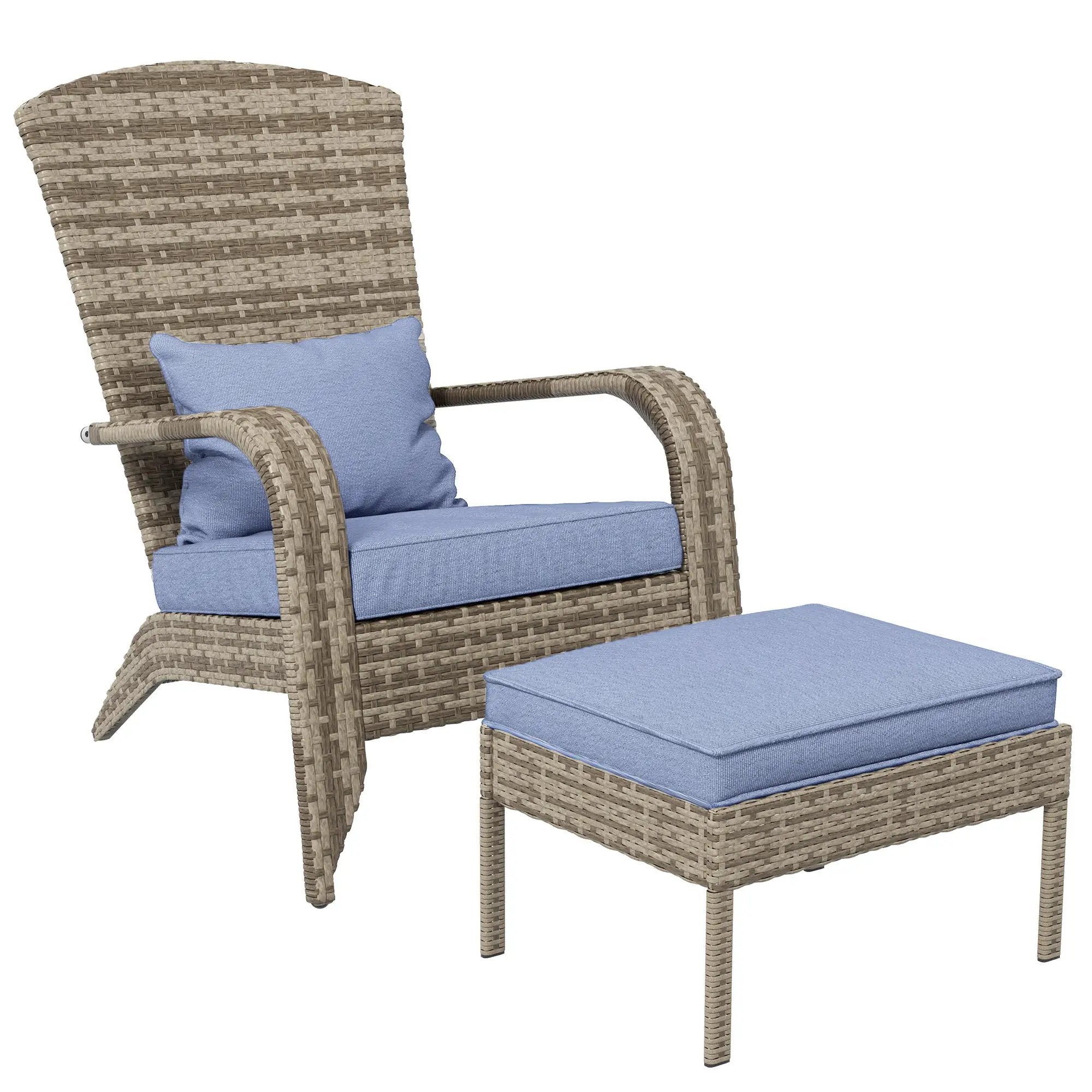 Wicker Adirondack Chair with Ottoman by HouseOfZazla