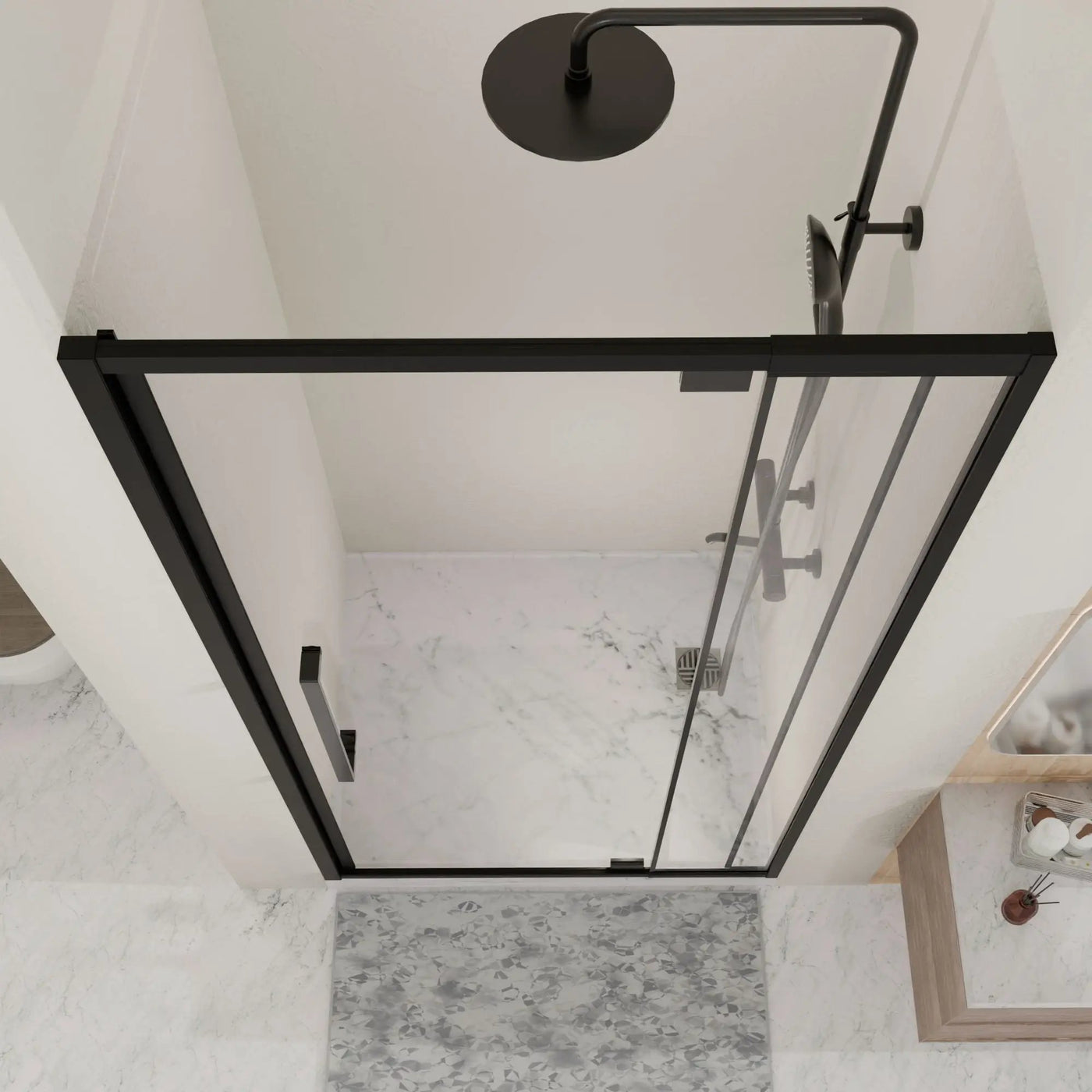 Semi Frameless Pivot Hinged Shower Door, Reversible Design by HouseOfZazla