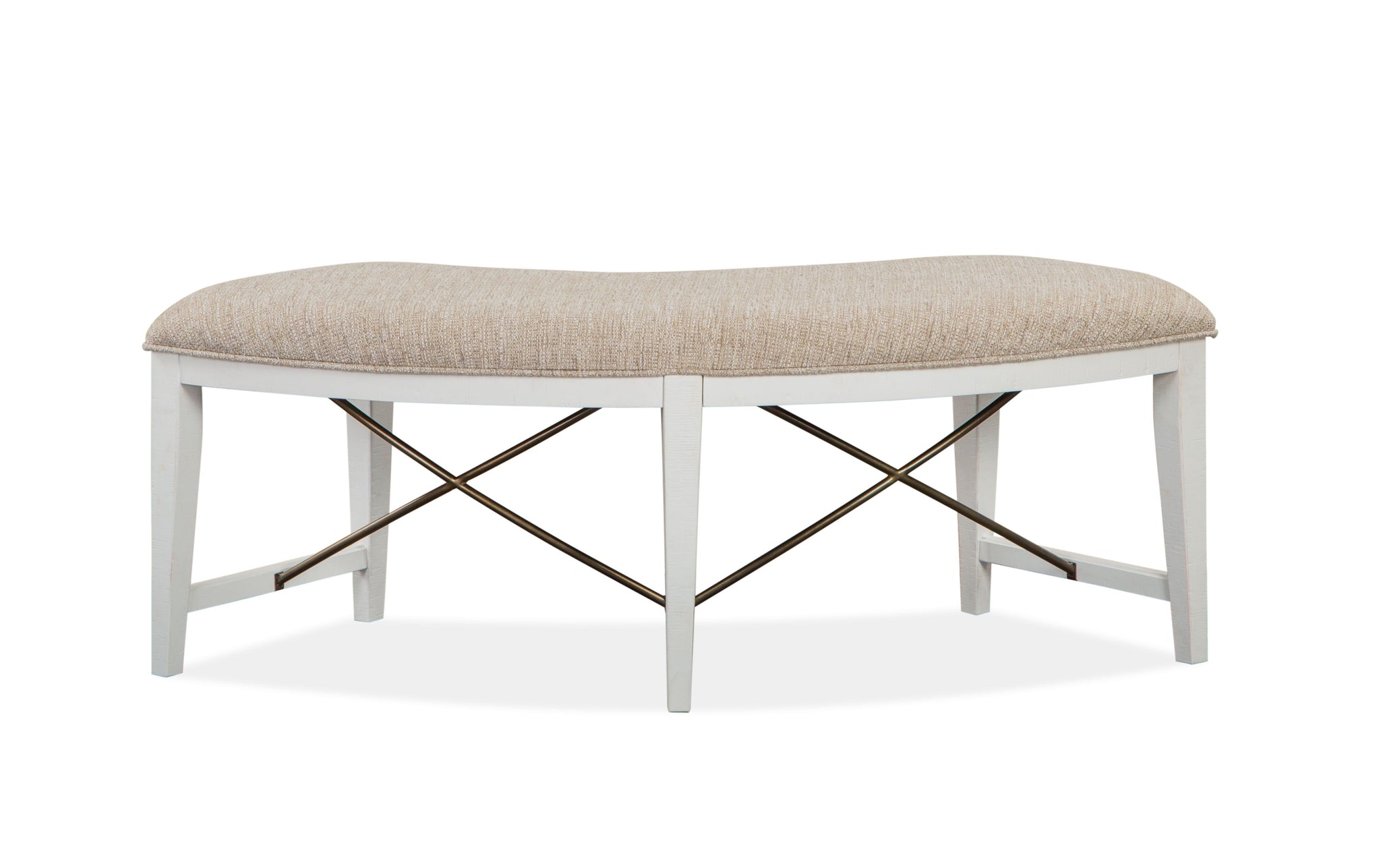 Heron Cove - Curved Bench With Upholstered Seat - Chalk White by Unique Piece Furniture
