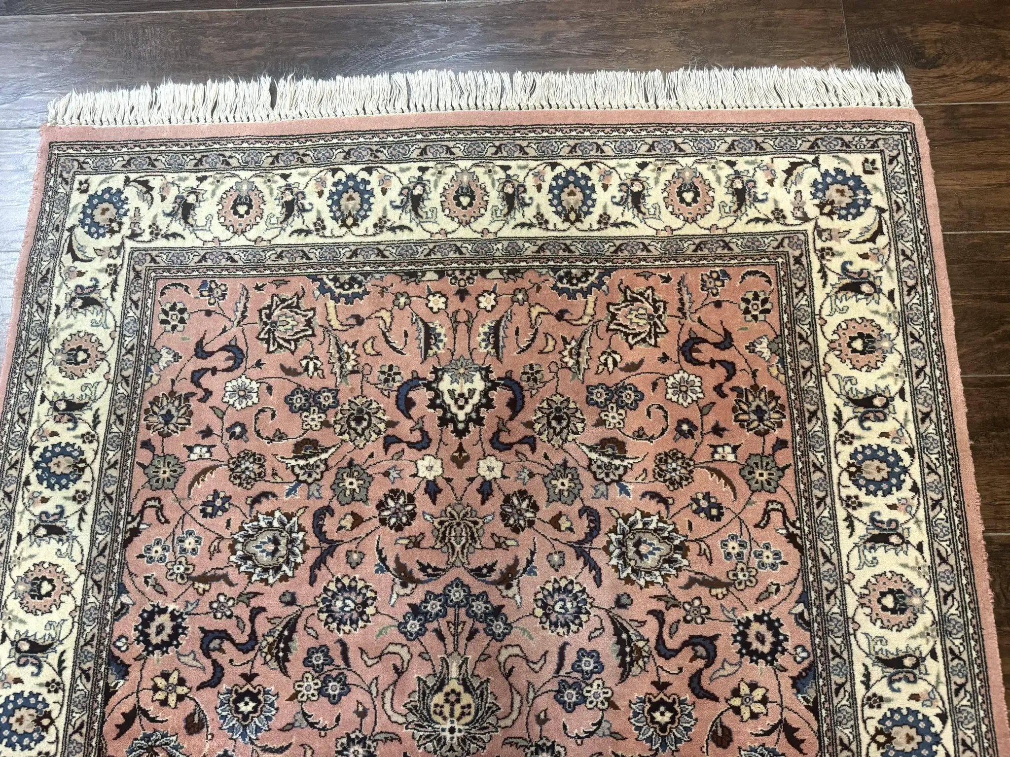 Pak Persian Rug 4x6, Pink and Cream, Very Fine 225 KPSI, Handmade Wool Oriental Carpet by Jewel Rugs