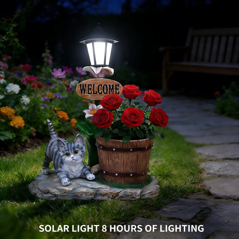 Lying Cat Solar Planter Garden Decor by HouseOfZazla
