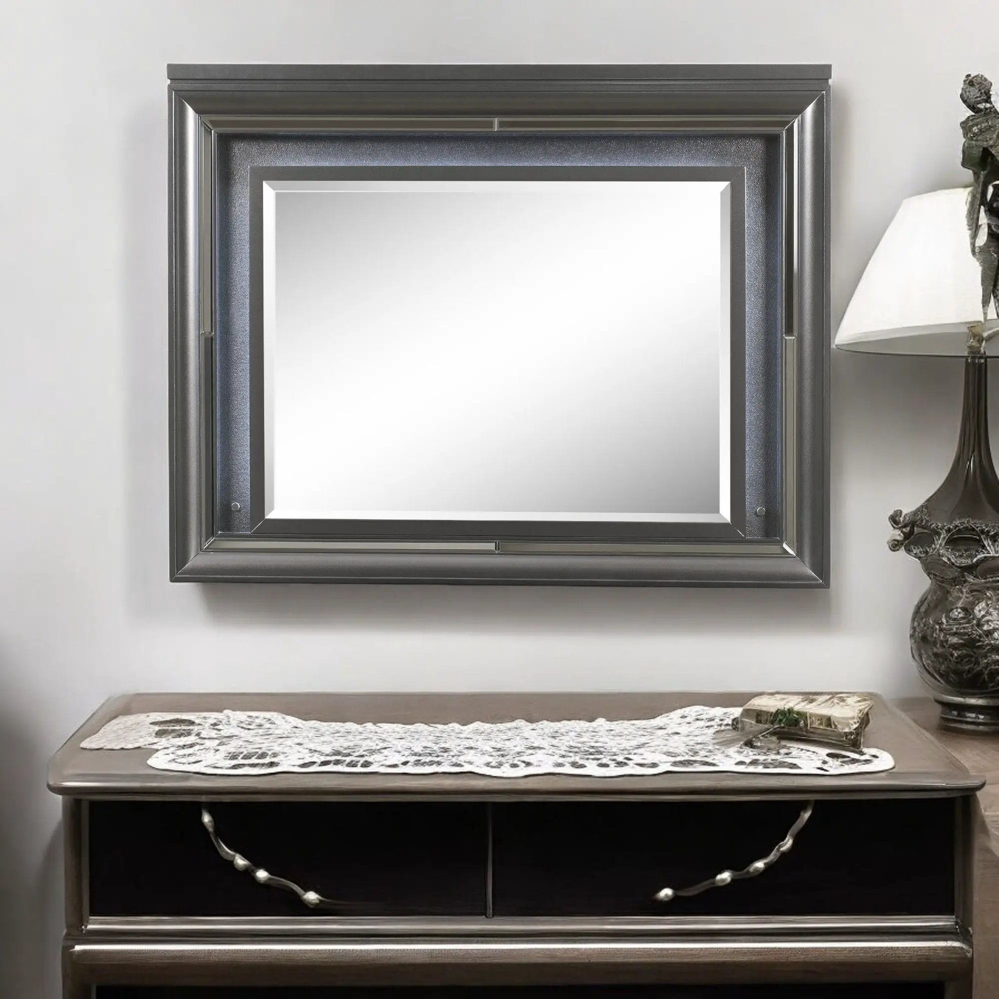 Sawyer - Metallic Mirror With LED - Gray by Unique Piece Furniture