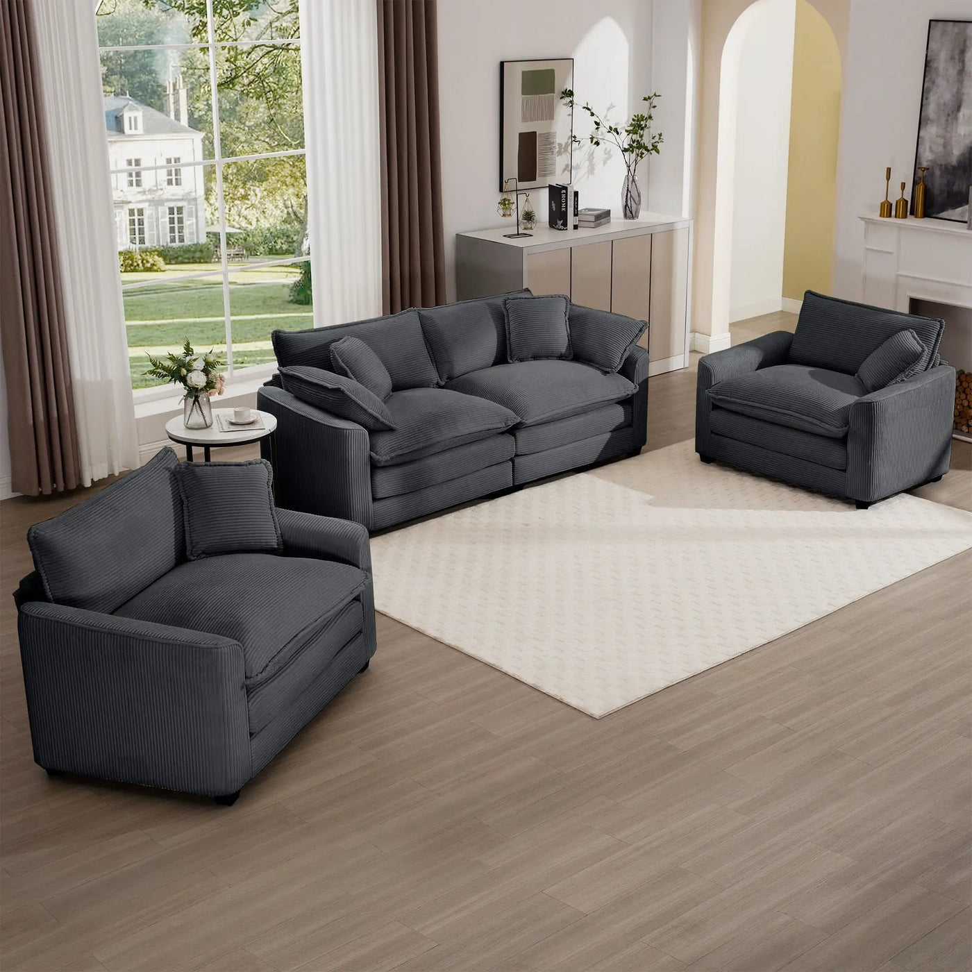 Elegant Oversized Sectional Sofa Set With Deep Seats And Flexible Layout by HouseOfZazla