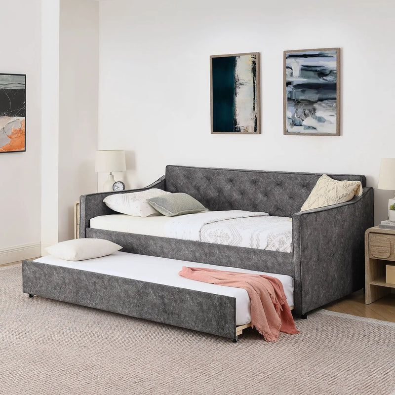 Daybed With Pop Up Trundle And USB Charging Armrest by Unique Piece Furniture