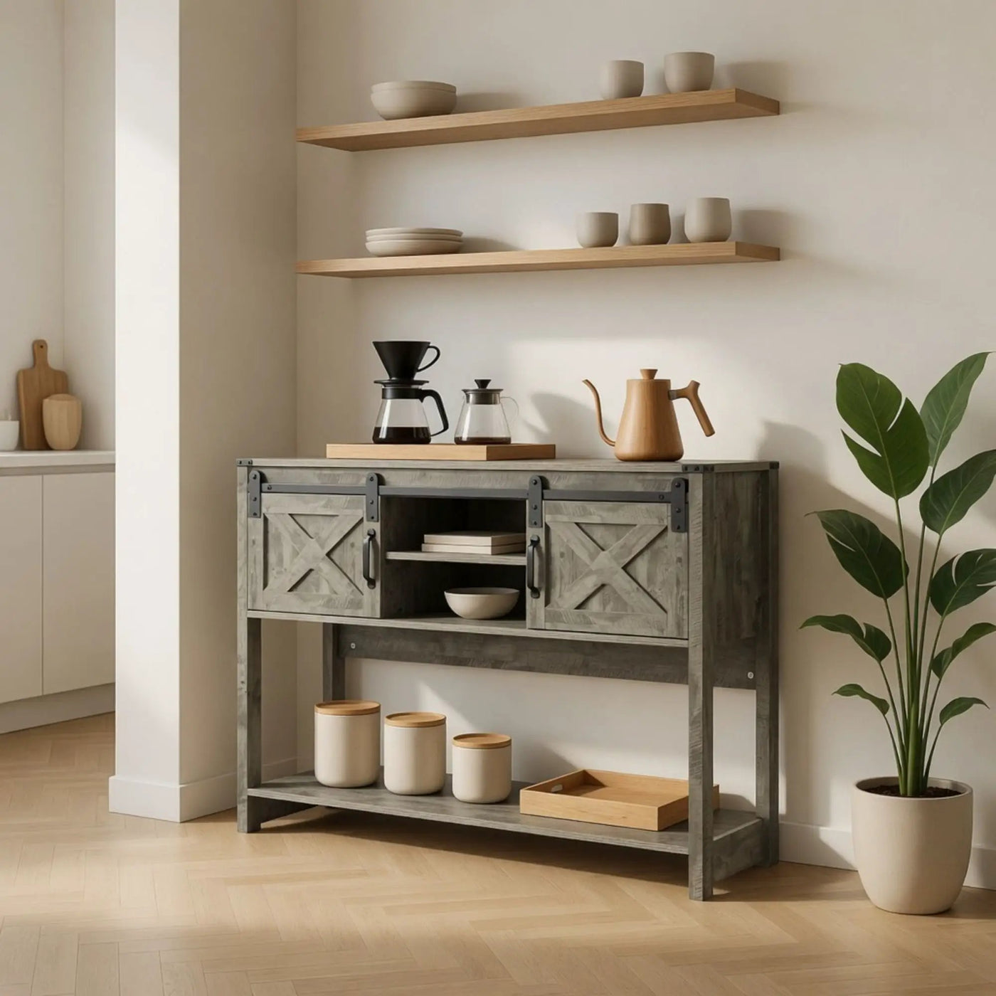 Farmhouse Entryway Table With Sliding Barn Door by HouseOfZazla