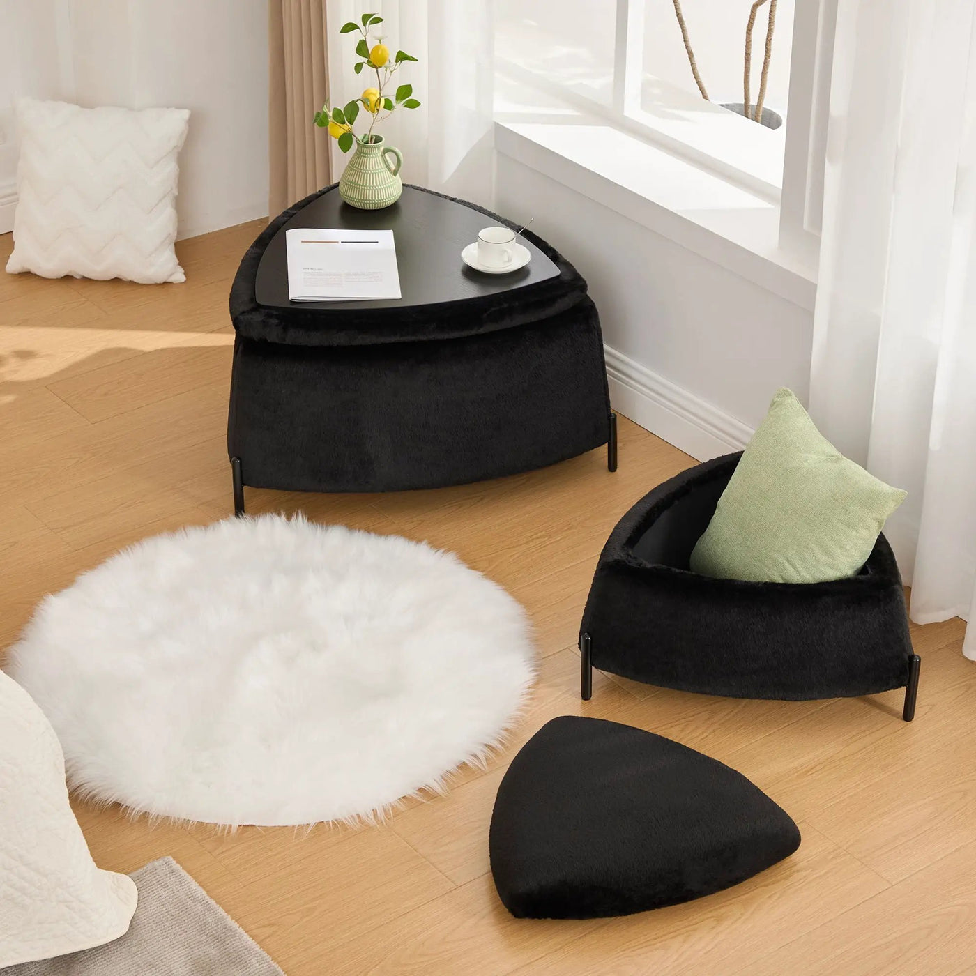 Upholstered Storage Ottoman Set With Reversible Lid by Unique Piece Furniture