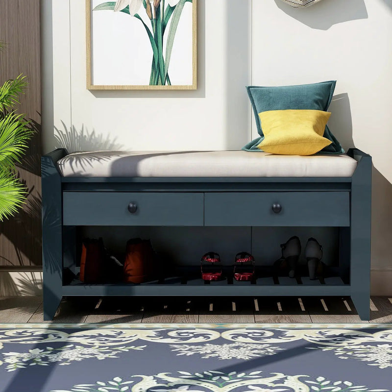 TREXM Shoe Rack with Cushioned Seat and Drawers by HouseOfZazla