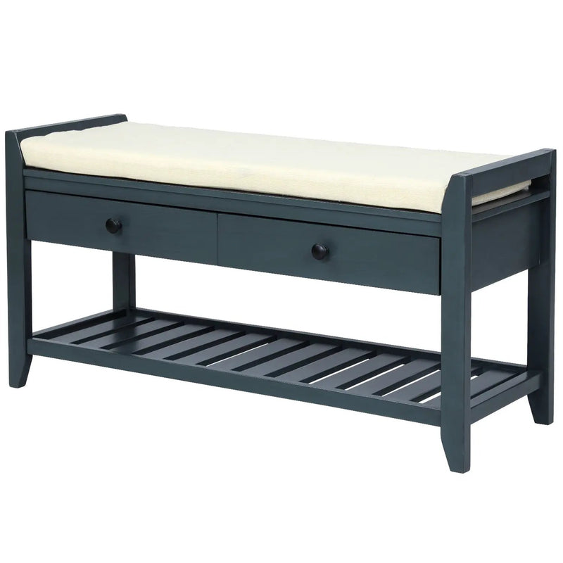 TREXM Shoe Rack with Cushioned Seat and Drawers by HouseOfZazla
