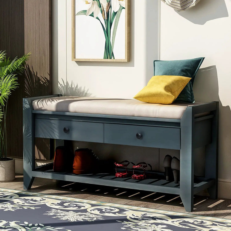 TREXM Shoe Rack with Cushioned Seat and Drawers by HouseOfZazla