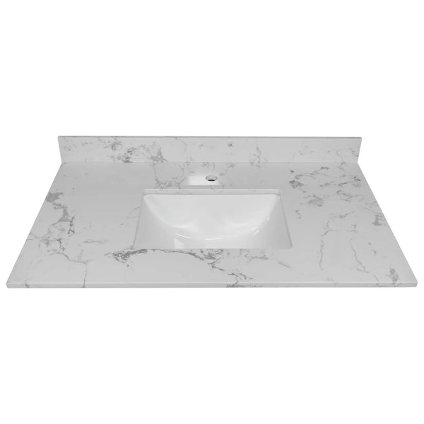 Montary 37-Inch Bathroom Vanity Top in Stone Carrara