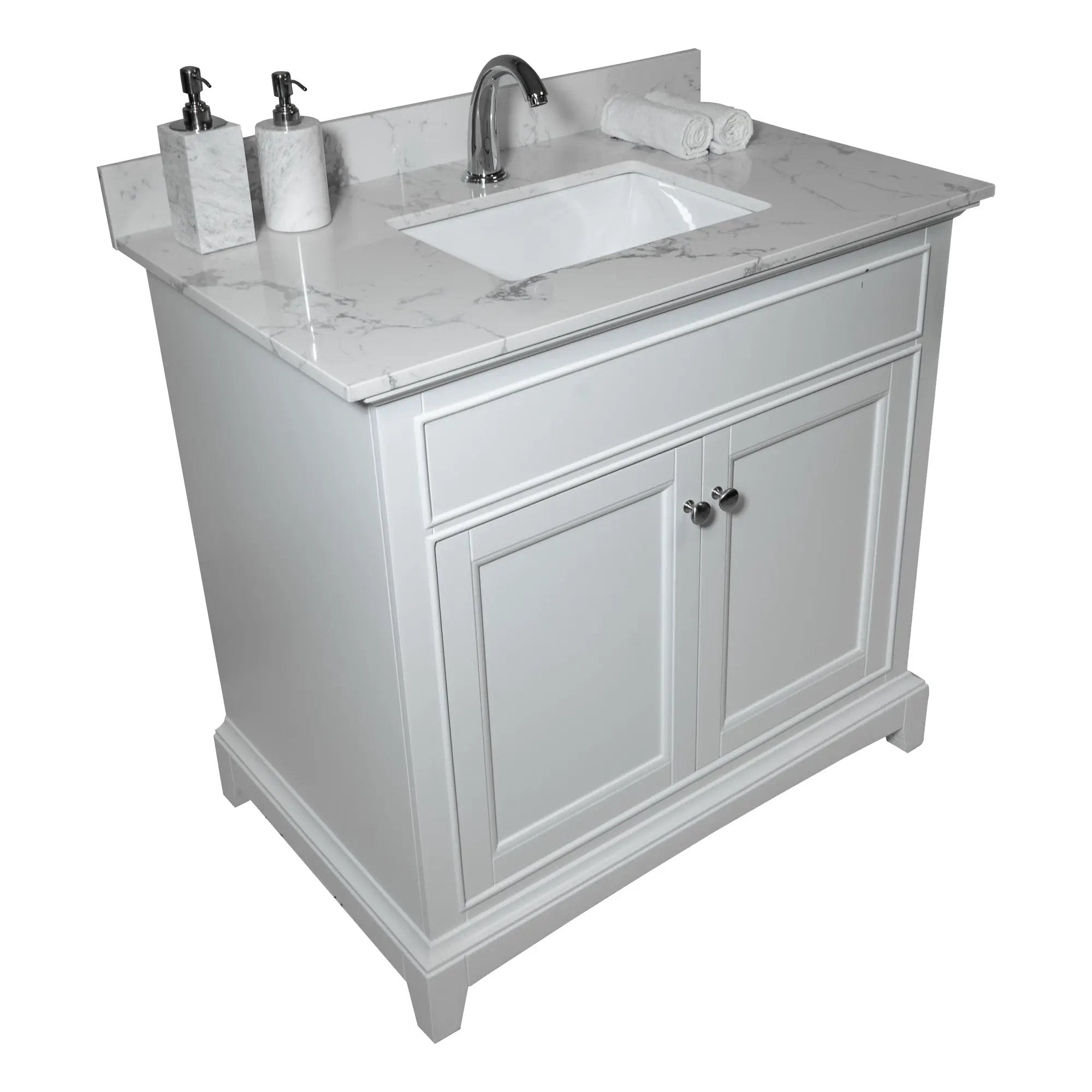 Montary 37-Inch Bathroom Vanity Top in Stone Carrara by HouseOfZazla