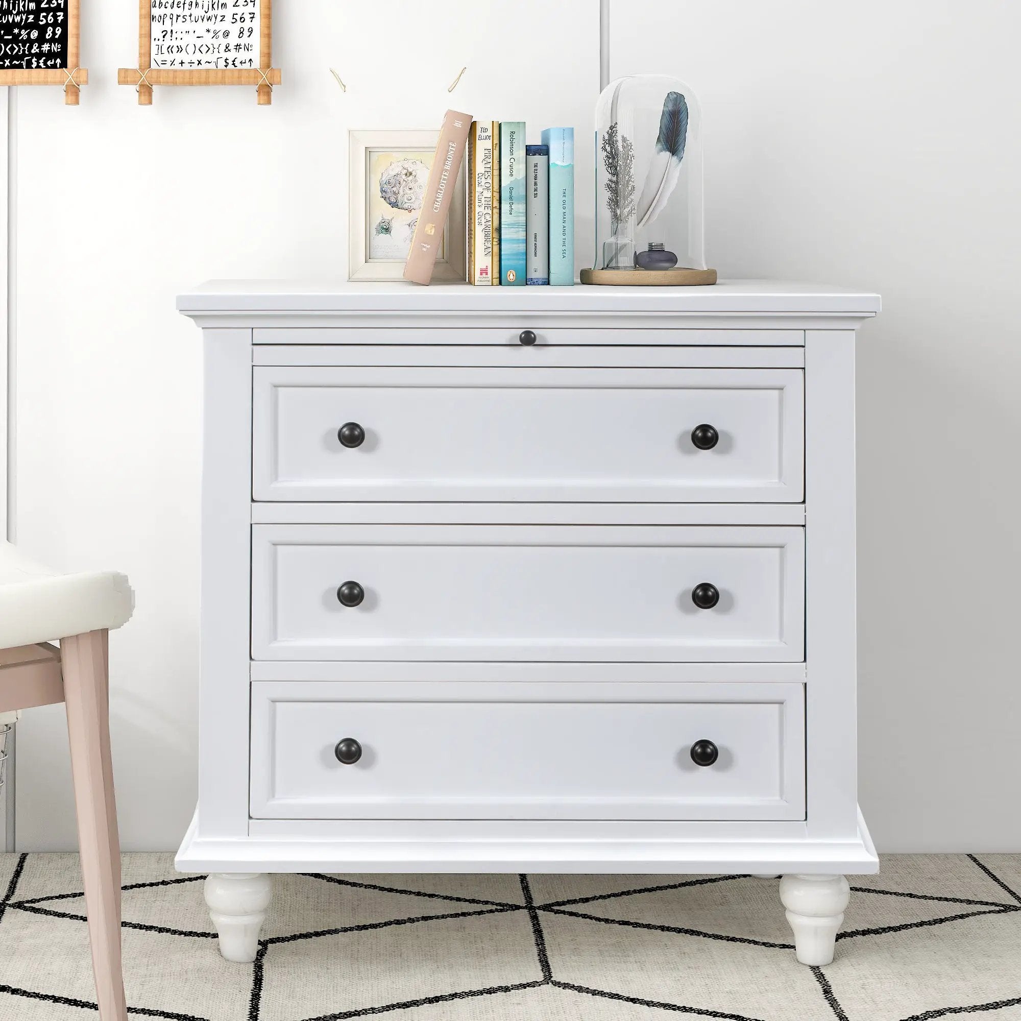 U_STYLE 27.6'' Painted Nightstand with Pull-Out Tray by HouseOfZazla