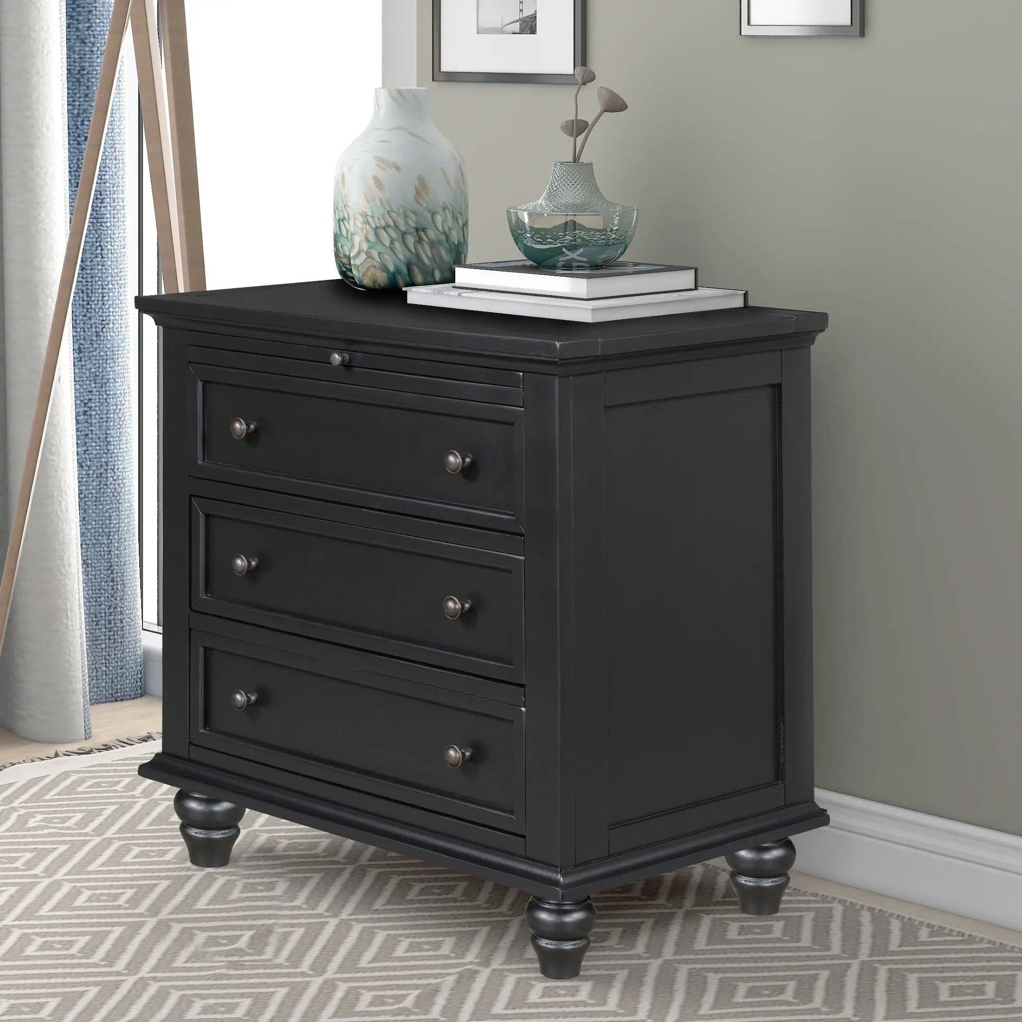 U_STYLE 27.6'' Painted Nightstand with Pull-Out Tray by HouseOfZazla