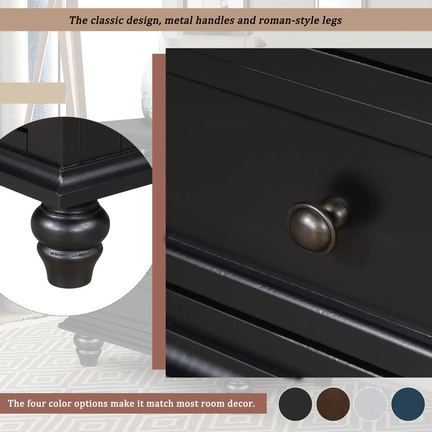 U_STYLE 27.6'' Painted Nightstand with Pull-Out Tray by HouseOfZazla