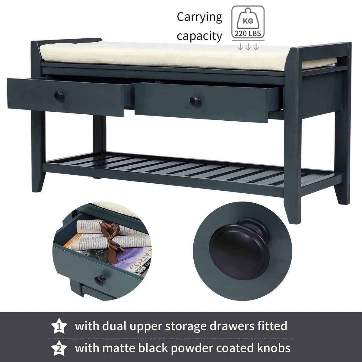 TREXM Shoe Rack with Cushioned Seat and Drawers by HouseOfZazla