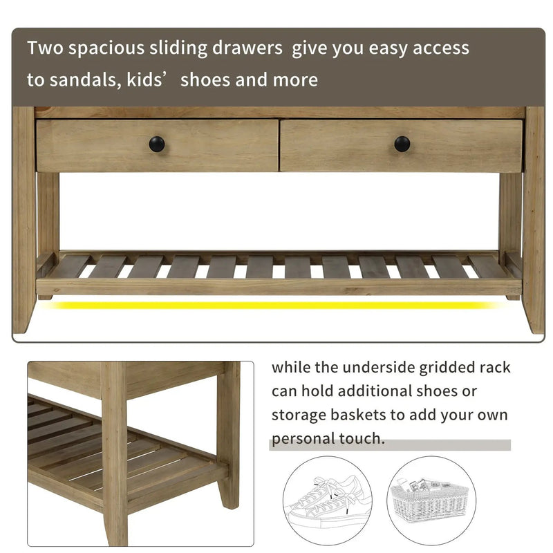TREXM Shoe Rack with Cushioned Seat and Drawers by HouseOfZazla