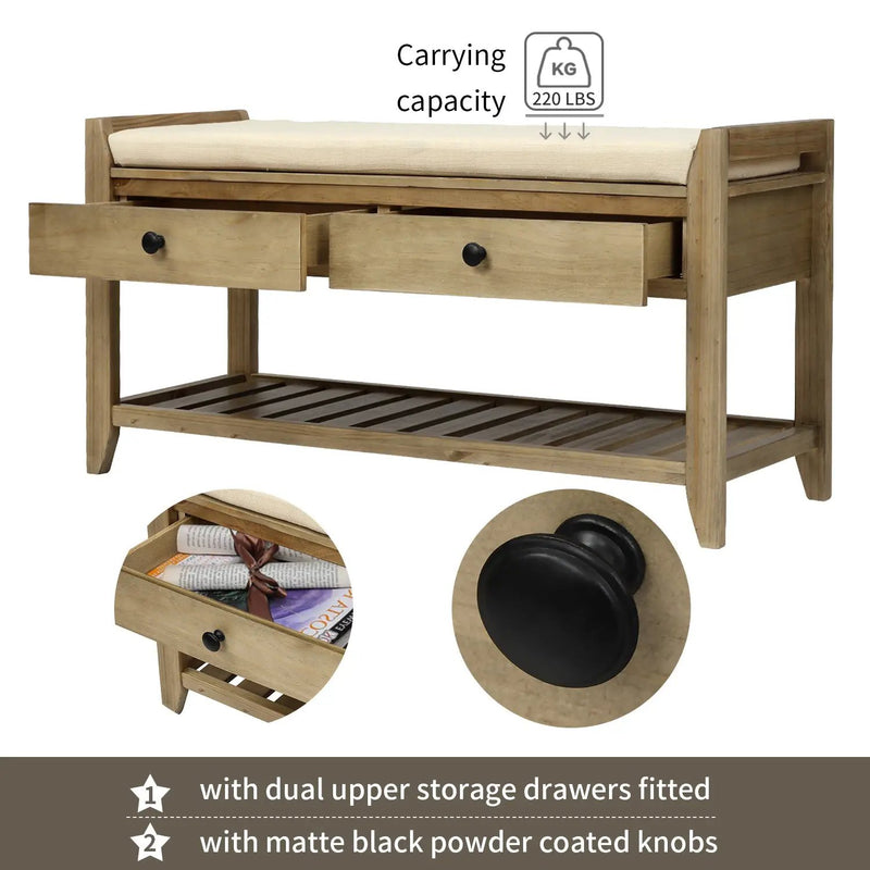 TREXM Shoe Rack with Cushioned Seat and Drawers by HouseOfZazla