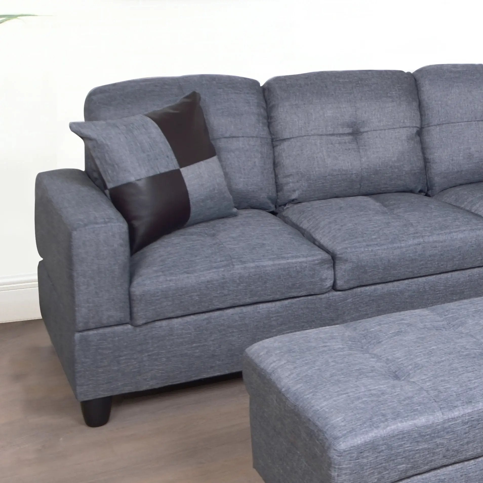 3 PC Sectional Sofa Set, Gray by HouseOfZazla