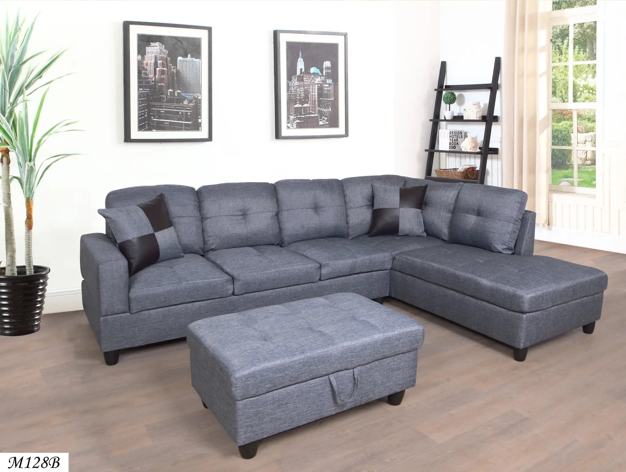 3 PC Sectional Sofa Set, Gray by HouseOfZazla