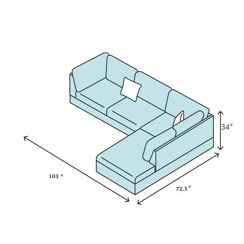 3 PC Sectional Sofa Set, Gray by HouseOfZazla