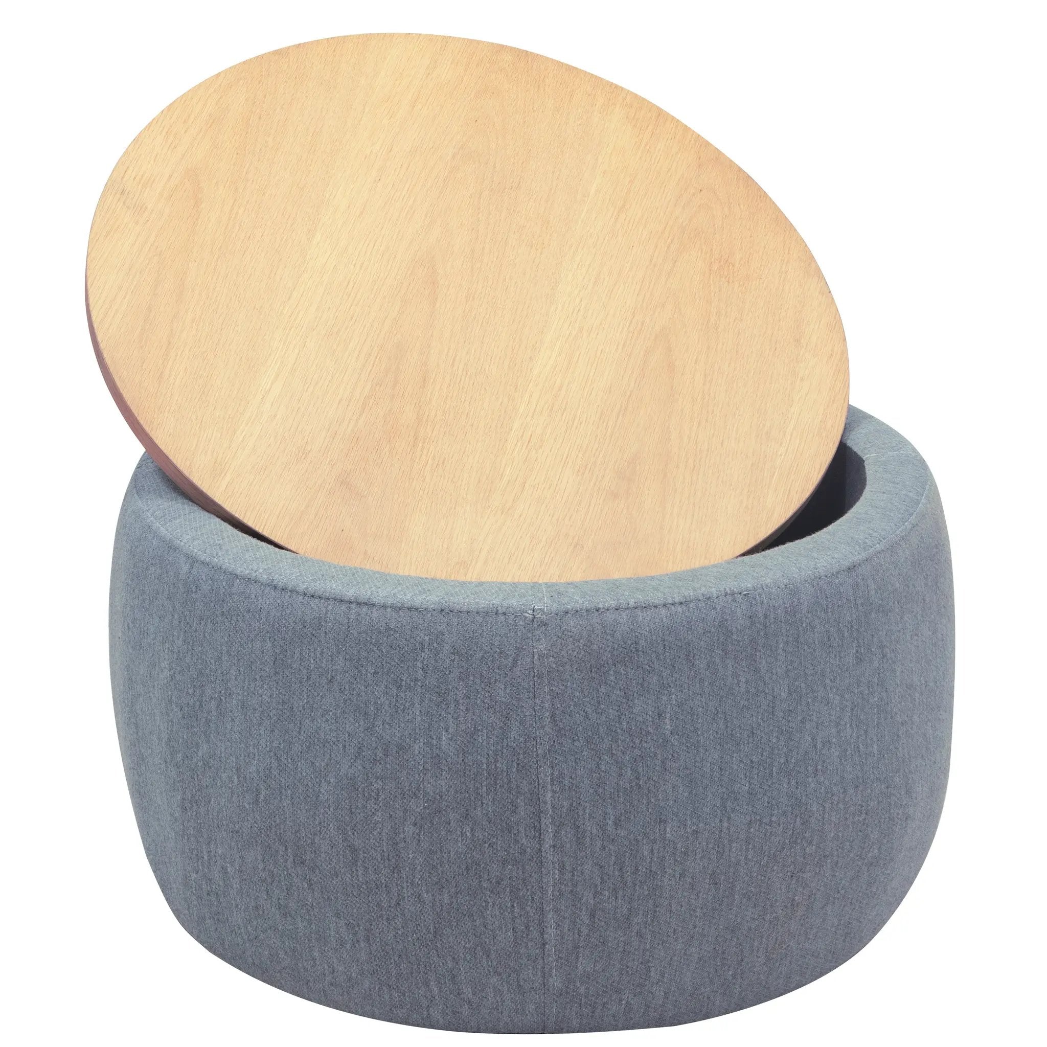 Round Storage Ottoman, 2 in 1 Function, Dark by HouseOfZazla