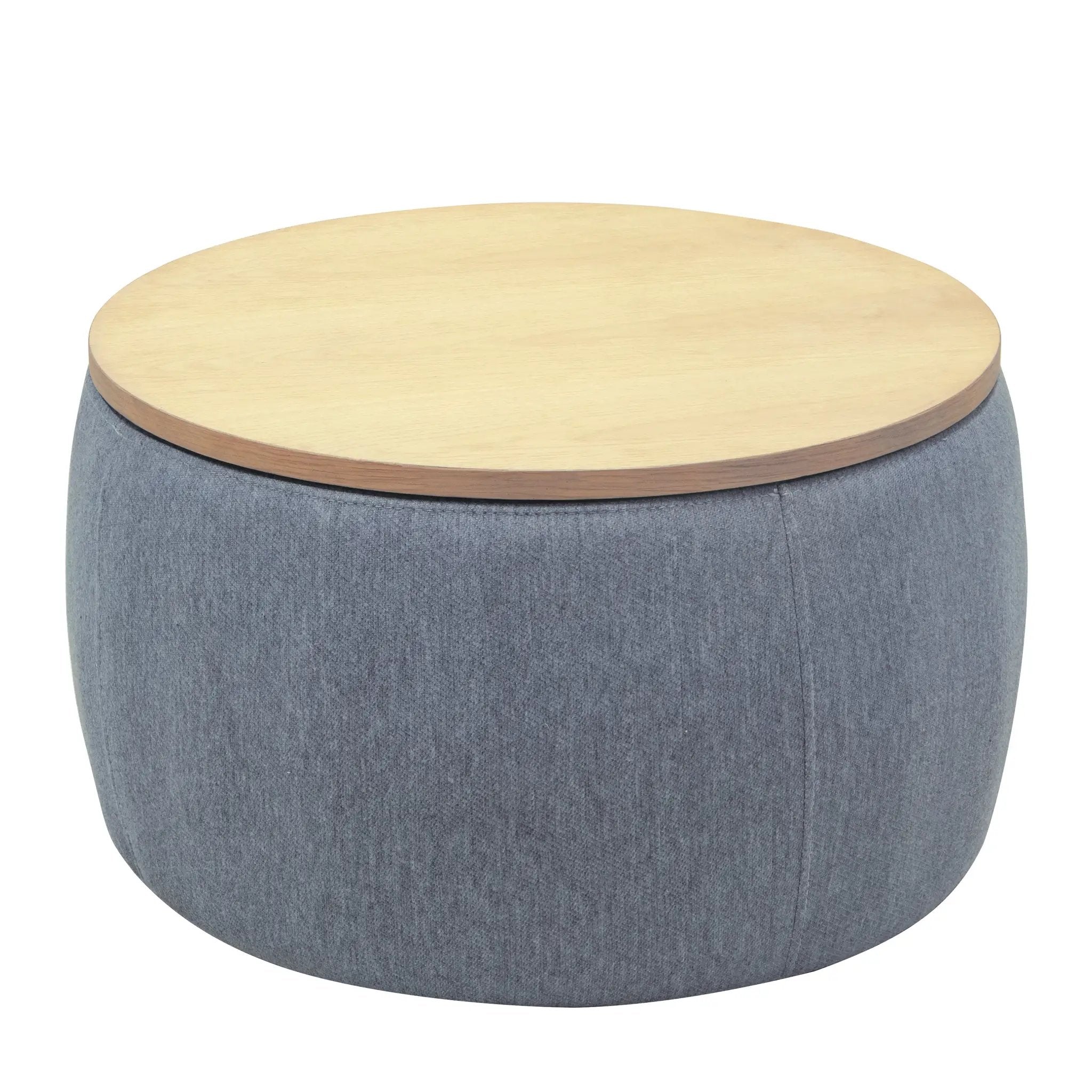 Round Storage Ottoman, 2 in 1 Function, Dark by HouseOfZazla